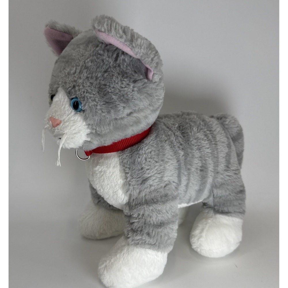 Build A Bear Promise Pets Gray Tabby Cat Plush 14" Green Blue Eyes Heterochromia
